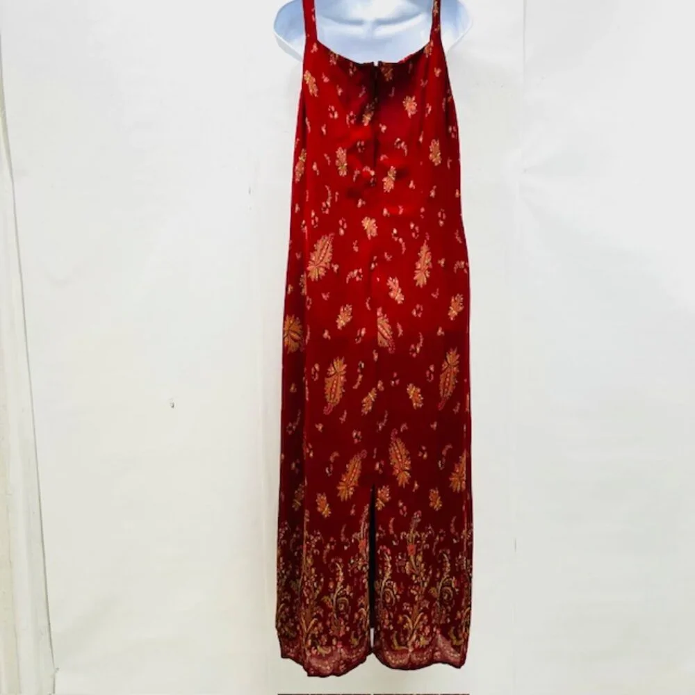 Preowned Eddie Bower casual dress, sheer polyester burgendy red floral Straps 18 - Picture 2 of 8